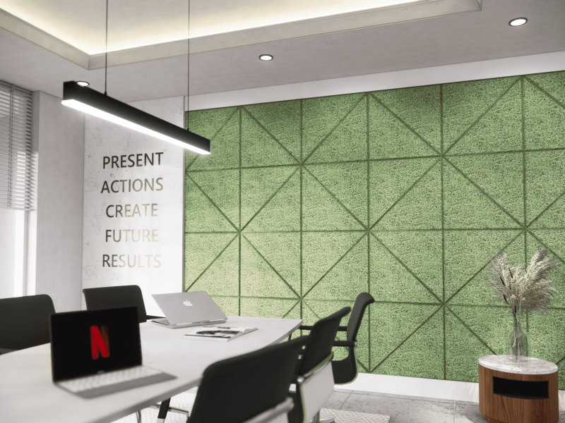 Green Hemp Acoustic Wall Panel with Triangle Design