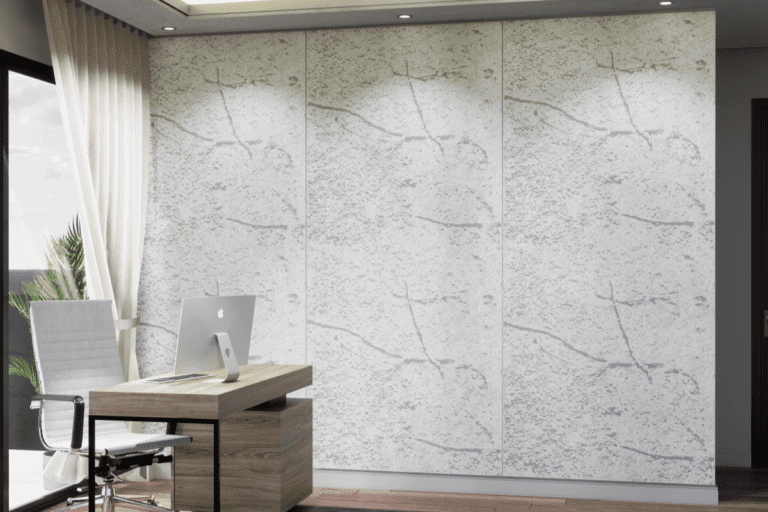 Impression design on the wall in the colour grey