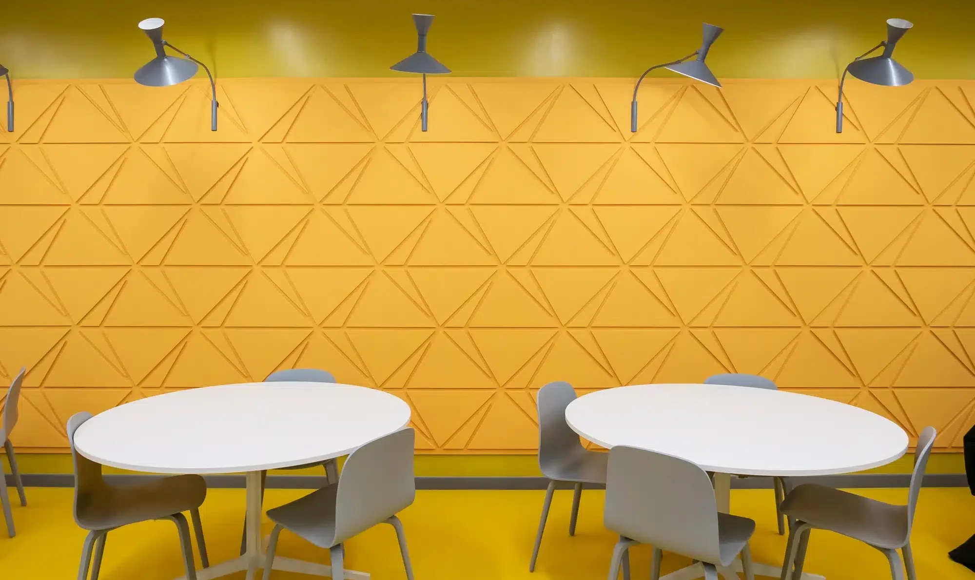 Acoustic Wall Panel Installed in A Cantine · Vibe Calmtone Yellow