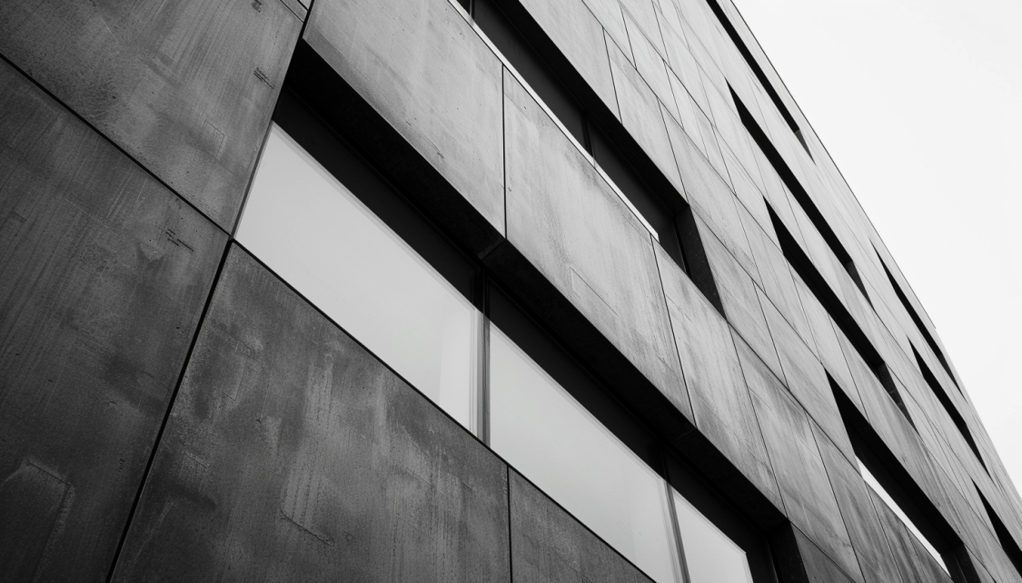 architectural acoustics of buildings grey colouring, closeup shot.